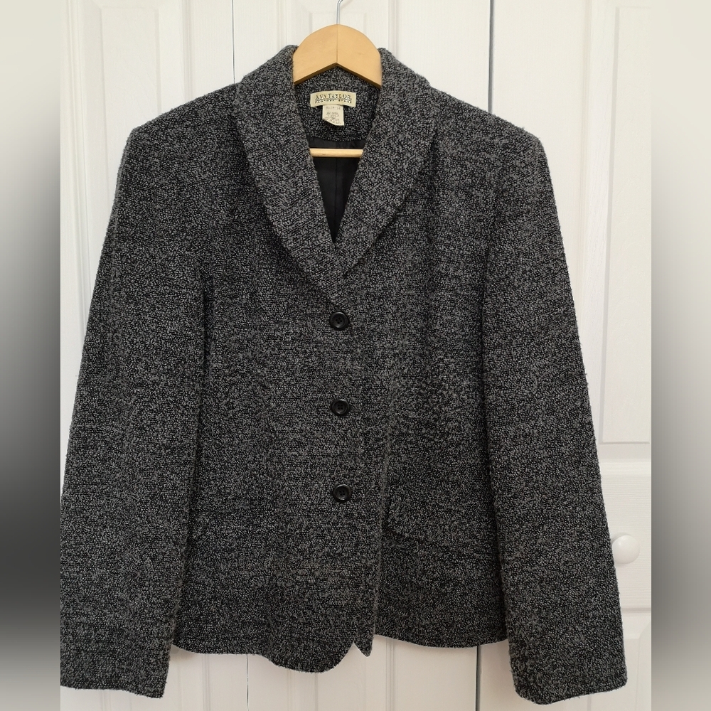 Ann Taylor Factory Store Gray Textured Blazer Jacket Size 14